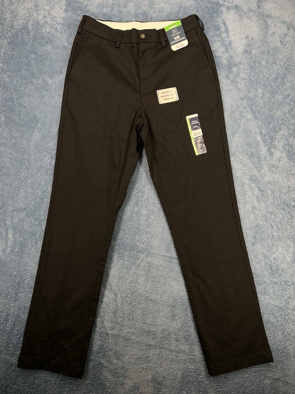 NWT George Straight Black Uniform Pants Mens 30x29 Stain & Wrinkle Resistant